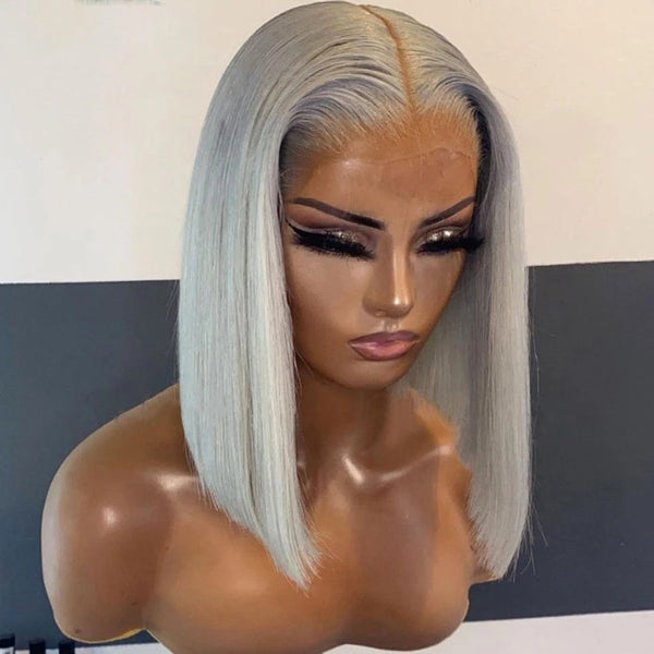 Grey Short Bob Lace Front Wig, 180% Density 【PEG012】 - pegasuswholesale