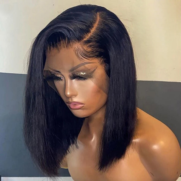 Hot Sale Short Bob Lace Wig Straight 13x4 4x4" Human Hair - pegasuswholesale