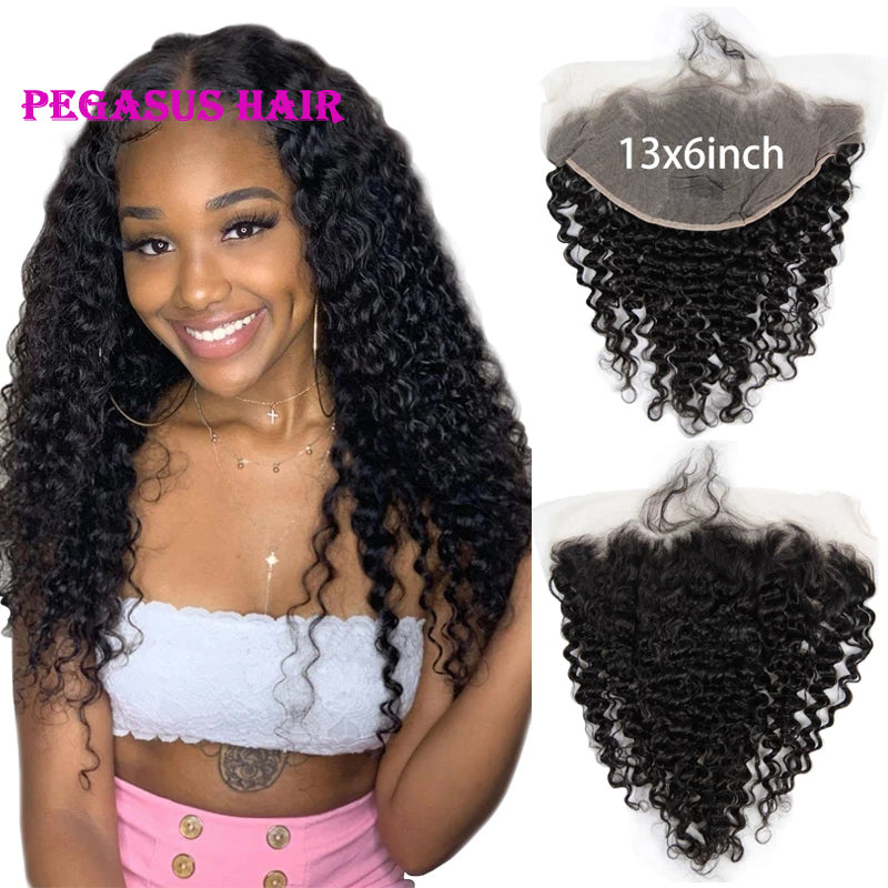 13X6 Transparent Lace Frontal With 2/3/4 Bundles Deep Wave Human Hair - pegasuswholesale