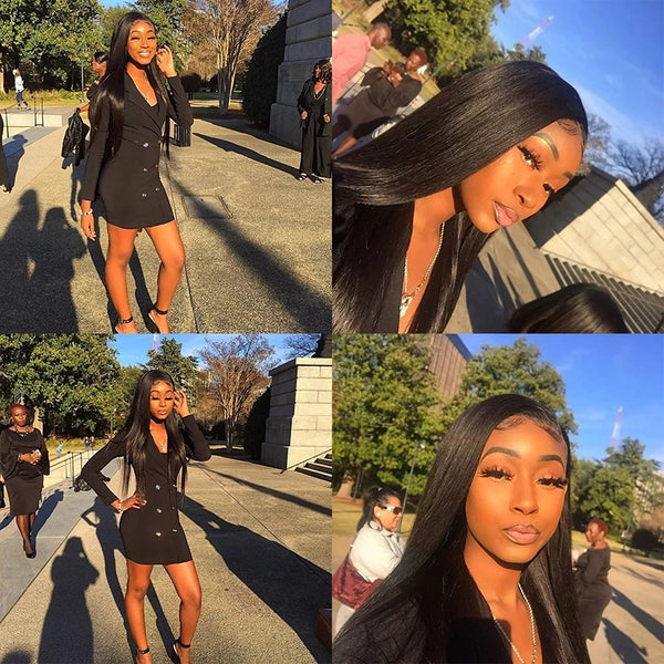 Bundles With Transparent Lace 13x4 Frontal Straight - pegasuswholesale
