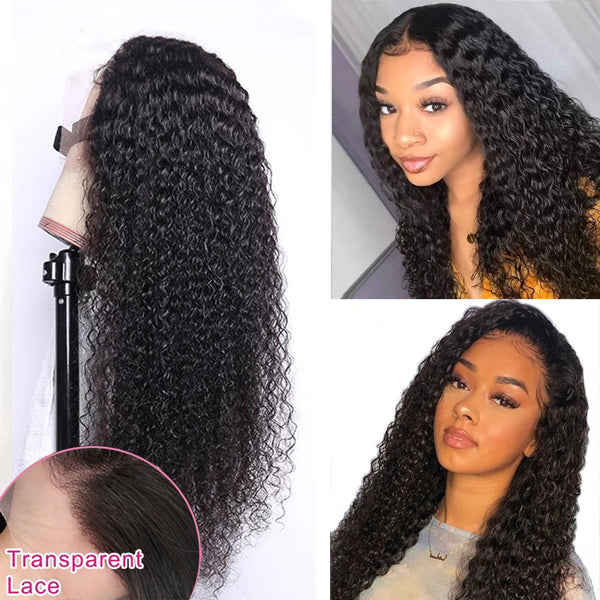 Transparent Lace Frontal Closure Wig 4x4 5x5 13x4 Curly Human Hair 150% 180% - pegasuswholesale