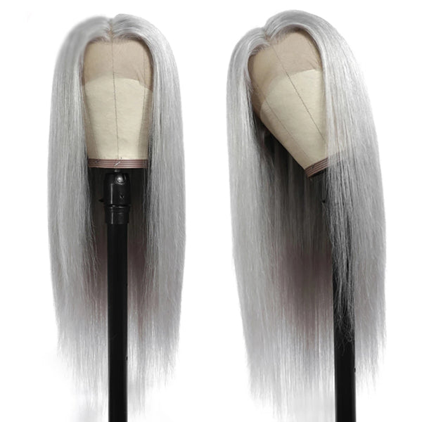 Grey Short Bob 13x4 Lace Frontal Wig Body Wave Human Hair - pegasuswholesale