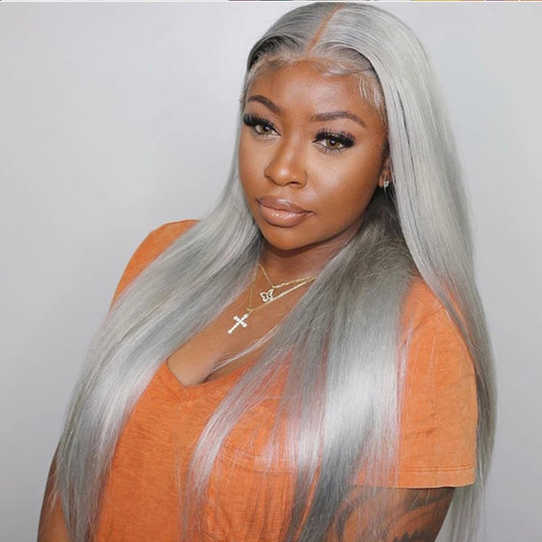Grey Short Bob 13x4 Lace Frontal Wig Body Wave Human Hair - pegasuswholesale