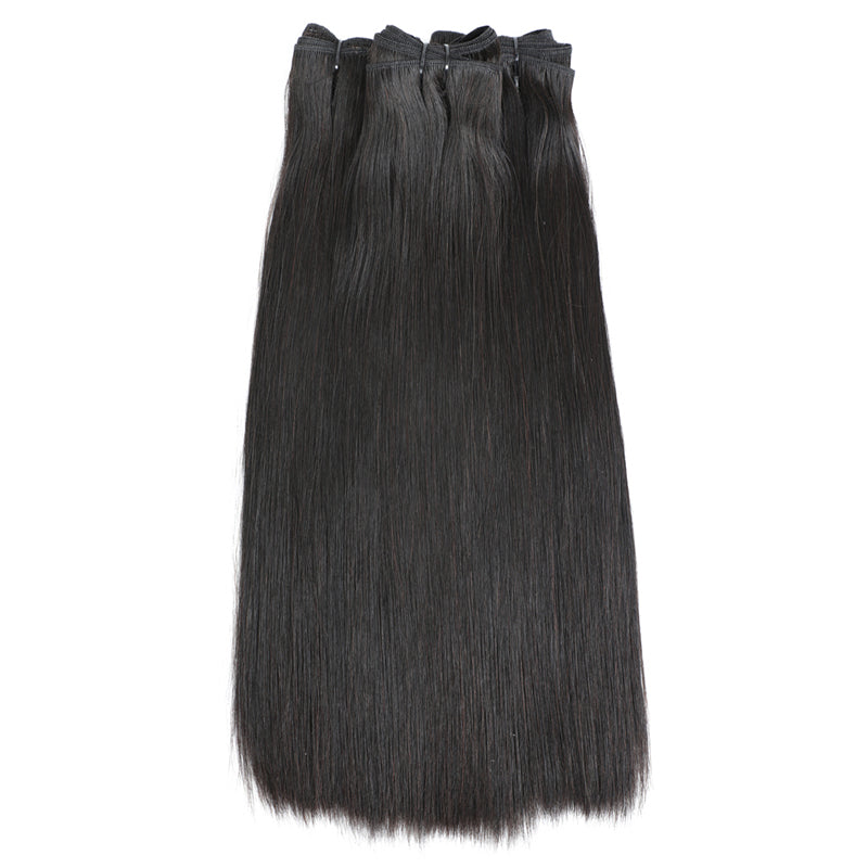 Double Drawn Human Hair Bundles Natural Color Straight Short Brazilian Hair Weave Extension Long Remy for Black Women