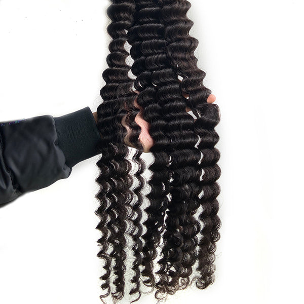Loose Deep Wave HD Swiss Lace Frontal 13x4 With Bundles Brazilian 【PWH224】 - pegasuswholesale