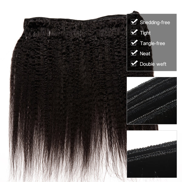 Kinky Straight Hair 9A Brazilian Remy Hair Weave Bundles - pegasuswholesale