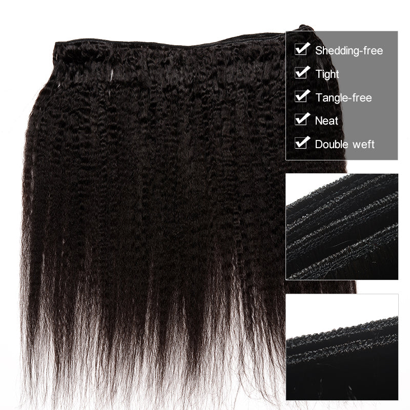 Kinky Straight Hair 9A Brazilian Remy Hair Weave Bundles - pegasuswholesale