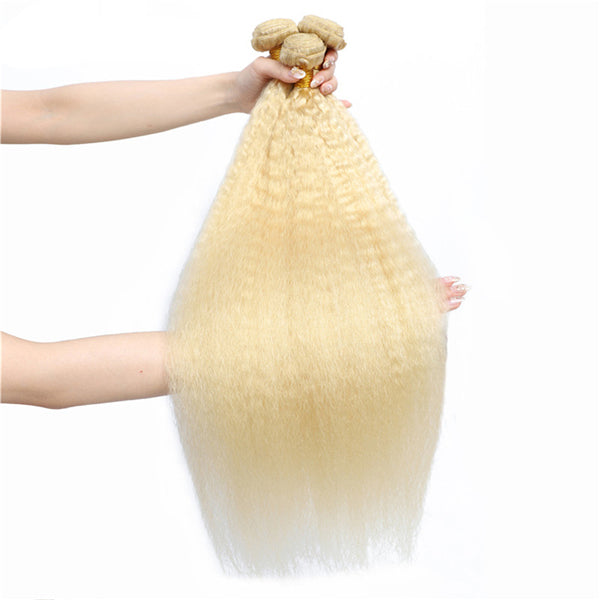 613 Honey Blonde 3/4  Human Hair Bundles Kinky Straight - pegasuswholesale