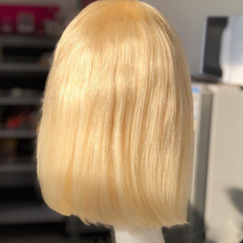 #613 Blonde Short Bob Lace Front Wig, 180% Density 【PEG016】 - pegasuswholesale