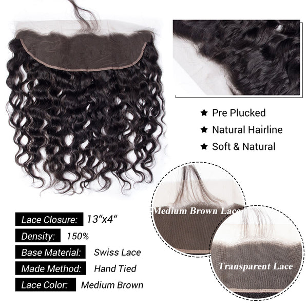 Water Wave Human Hair 3 Bundles With 13x4 Lace Frontal - pegasuswholesale