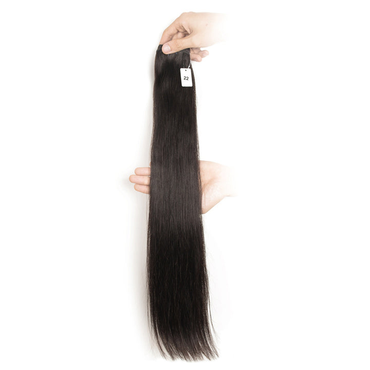 Double Drawn Human Hair Bundles Natural Color Straight Short Brazilian Hair Weave Extension Long Remy for Black Women