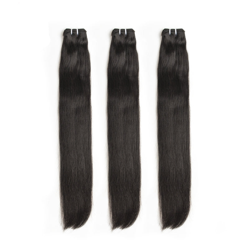 Double Drawn Human Hair Bundles Natural Color Straight Short Brazilian Hair Weave Extension Long Remy for Black Women