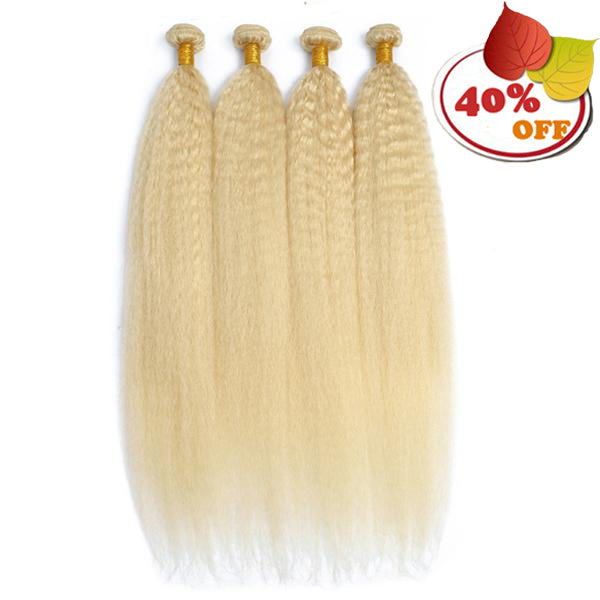 613 Honey Blonde 3/4  Human Hair Bundles Kinky Straight - pegasuswholesale