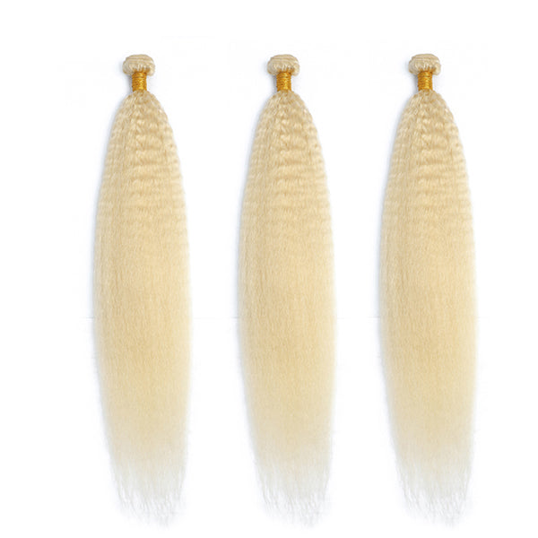 613 Honey Blonde 3/4  Human Hair Bundles Kinky Straight - pegasuswholesale