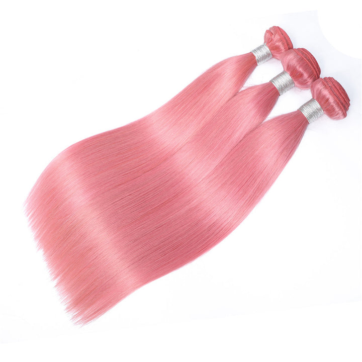 Pink 3/4 Bundles Straight Brazilian Hair Weave Wholesale - pegasuswholesale