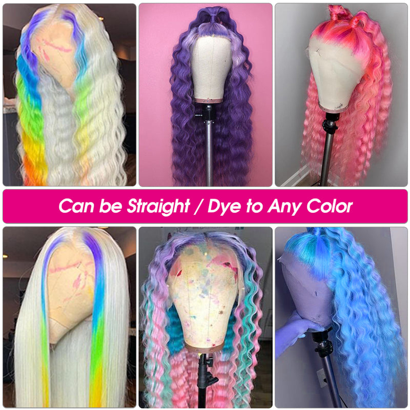 #613 color blonde hair Deep wave Lace frontal 13x4" - pegasuswholesale