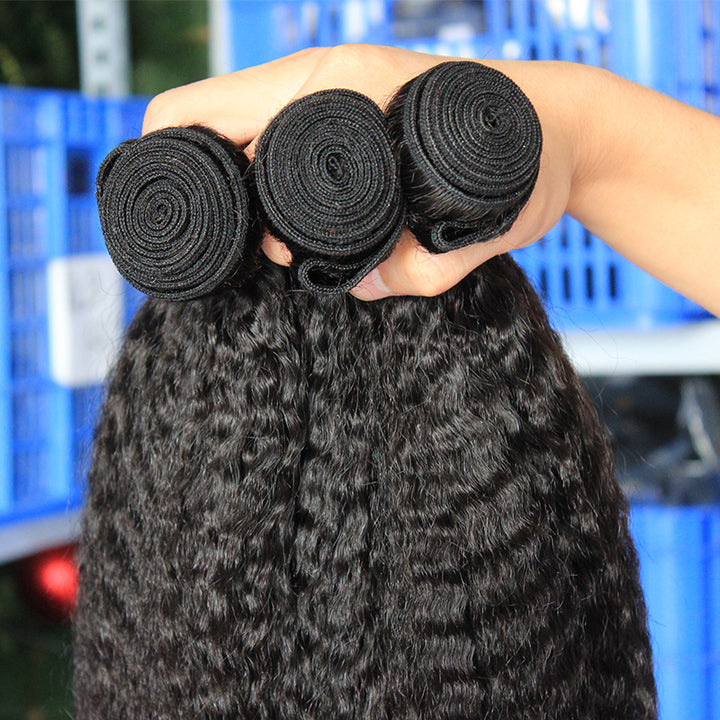 Kinky Straight Hair 9A Brazilian Remy Hair Weave Bundles - pegasuswholesale