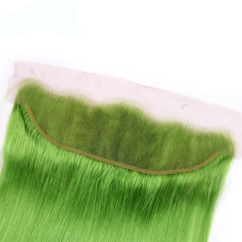 Green Hair 3 Bundles With Lace Frontal Straight Brazilian - pegasuswholesale