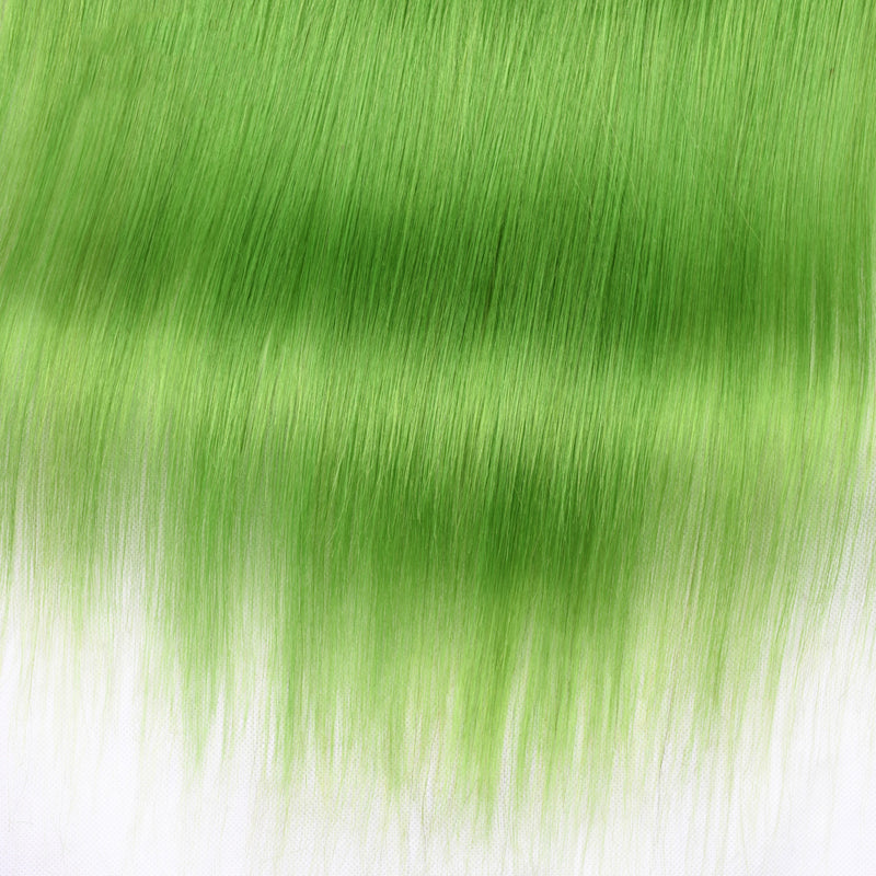 Green Hair 3 Bundles With Lace Frontal Straight Brazilian - pegasuswholesale