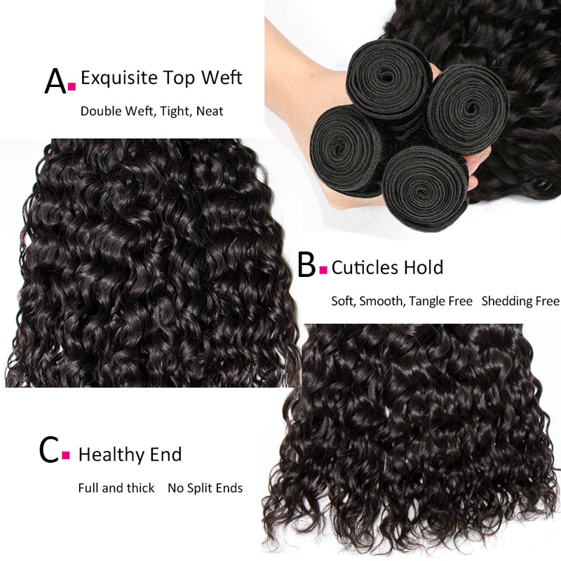 Water Wave 3/4 Bundles Deal Raw Indian Human Hair - pegasuswholesale