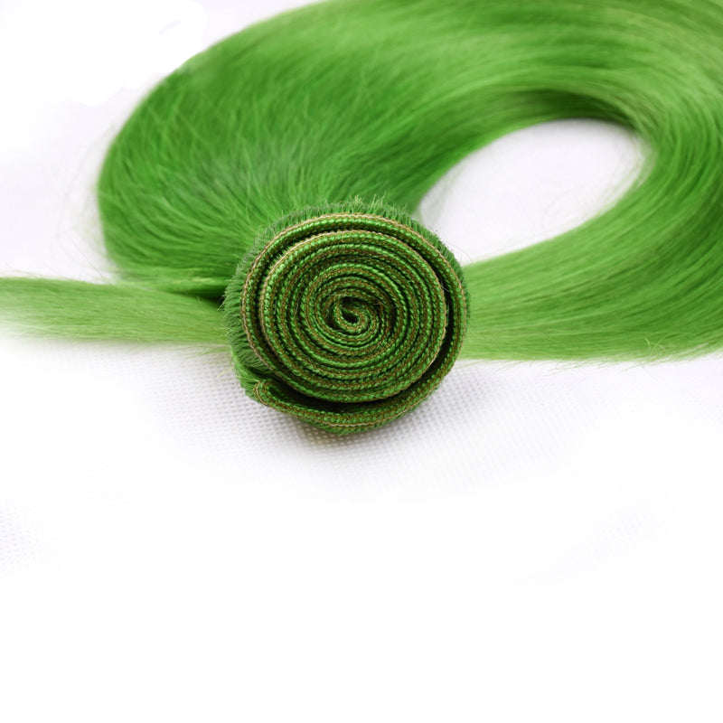 Green Hair 3 Bundles With Lace Frontal Straight Brazilian - pegasuswholesale