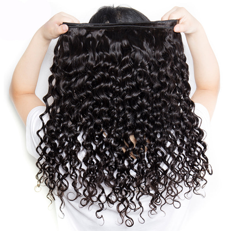 Water Wave Human Hair 3 Bundles With 13x4 Lace Frontal - pegasuswholesale