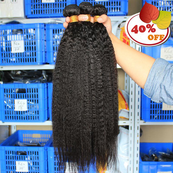 Kinky Straight Hair 9A Brazilian Remy Hair Weave Bundles - pegasuswholesale