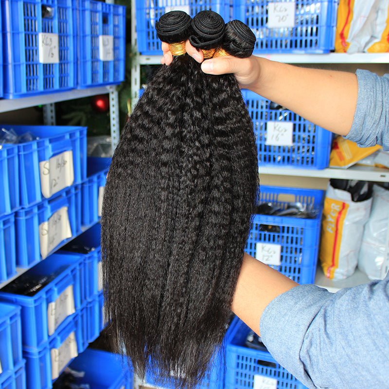 Kinky Straight Hair 9A Brazilian Remy Hair Weave Bundles - pegasuswholesale