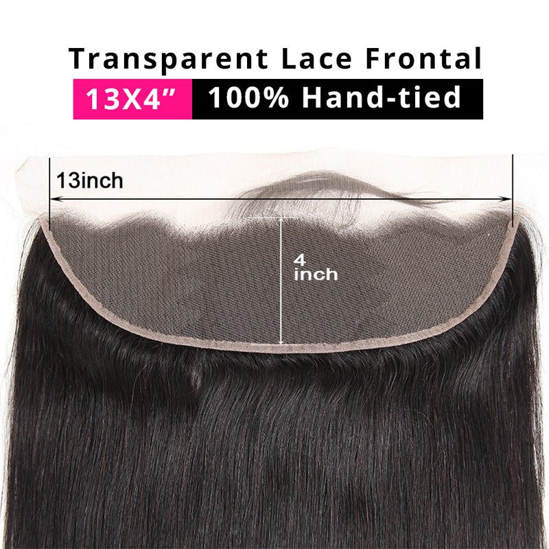 Bundles With Transparent Lace 13x4 Frontal Straight - pegasuswholesale