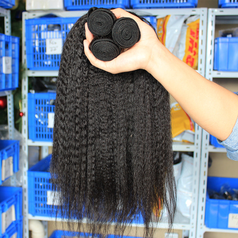 Kinky Straight Hair 9A Brazilian Remy Hair Weave Bundles - pegasuswholesale