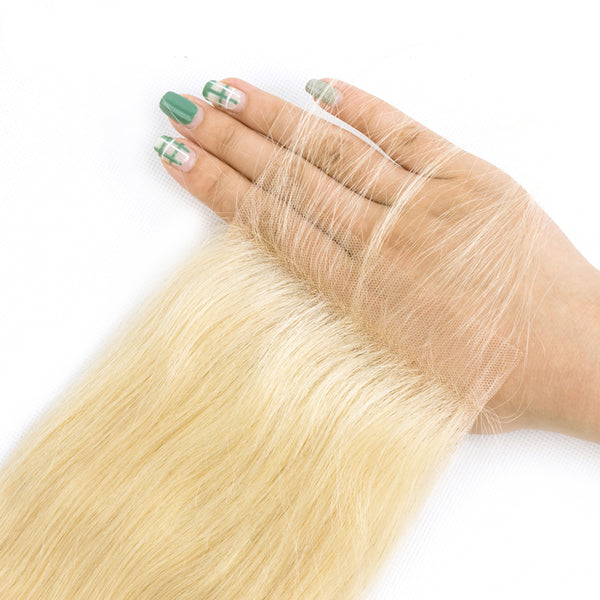 613 Blonde Bundles With 4x4 Closure Straight Peruvian Hair - pegasuswholesale