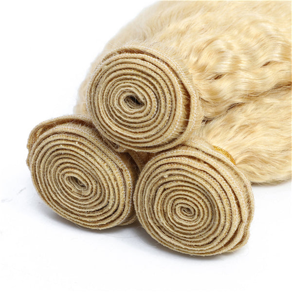 613 Honey Blonde 3/4  Human Hair Bundles Kinky Straight - pegasuswholesale