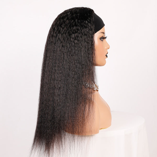 Kinky Straight Headband Wig Human Hair Glueless Scarf Wig Brazilian 【PWHKS01】 - pegasuswholesale