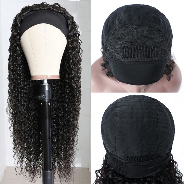 Curly Headband Wig Human Hair Glueless Scarf Wig Brazilian 【PWHCL01】 - pegasuswholesale