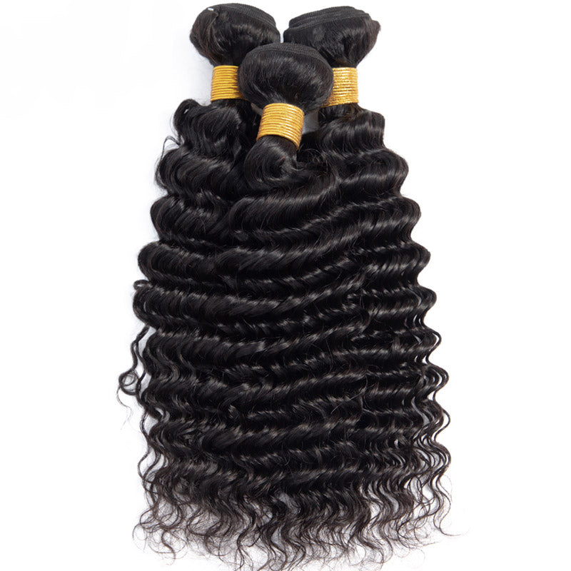 Deep Wave Bundles With 13x4 Frontal Transparent Lace - pegasuswholesale
