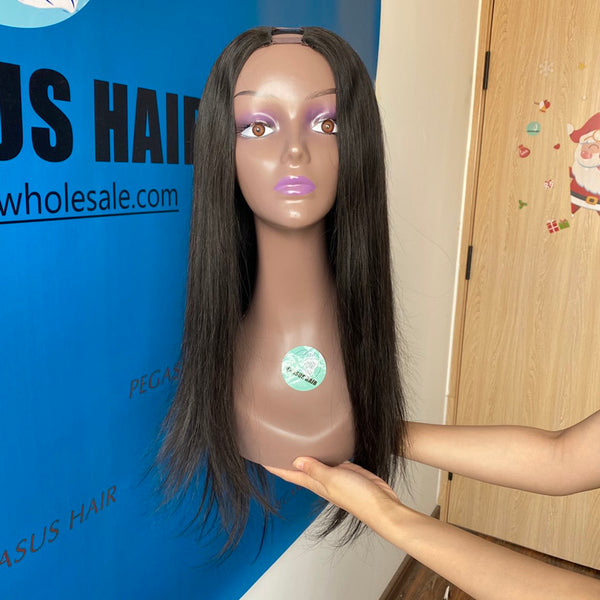 New U Part Wig Human Hair Straight 130% 150% 180% Density - pegasuswholesale
