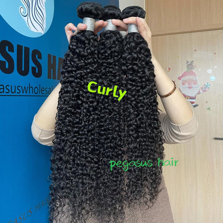 Brazilian Curly Bundles Remy Human Hair Extensions 1/3/4 Bundles - pegasuswholesale