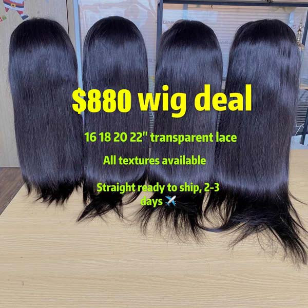 4 Wigs Transparent Lace Frontal Wig $850 Deal - pegasuswholesale