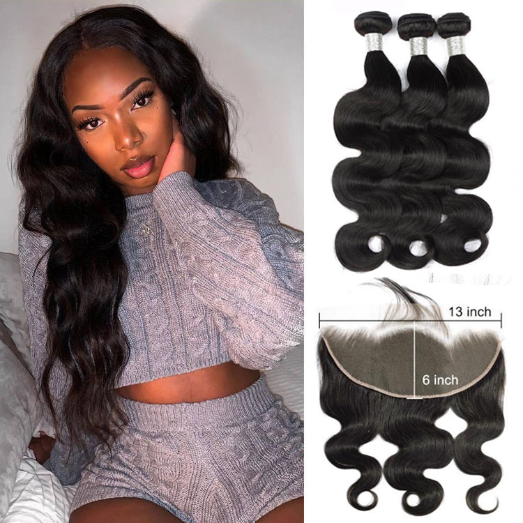 13X6 Transparent Lace Frontal With 2/3/4 Bundles Body Wave Human Hair - pegasuswholesale