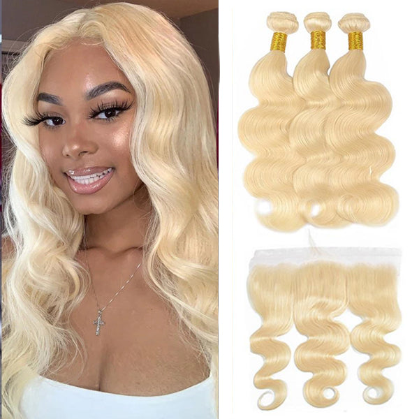 613 Blonde Bundles With 13x4 Frontal Body Wave Human Hair - pegasuswholesale