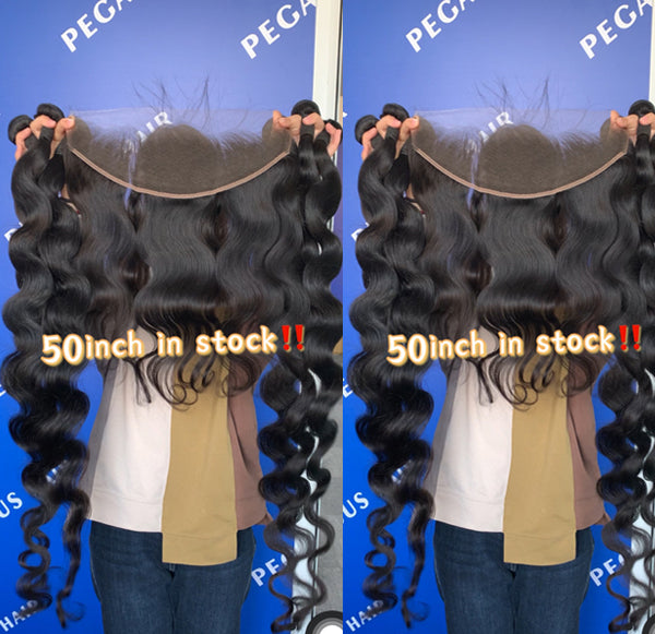 40 50 inches Bundles With Frontal Closure Human Hair Body Wave - pegasuswholesale