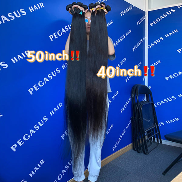 40 50 Inches Bundles Long Human Hair Extension Brazilian Straight Body Deep Wave - pegasuswholesale