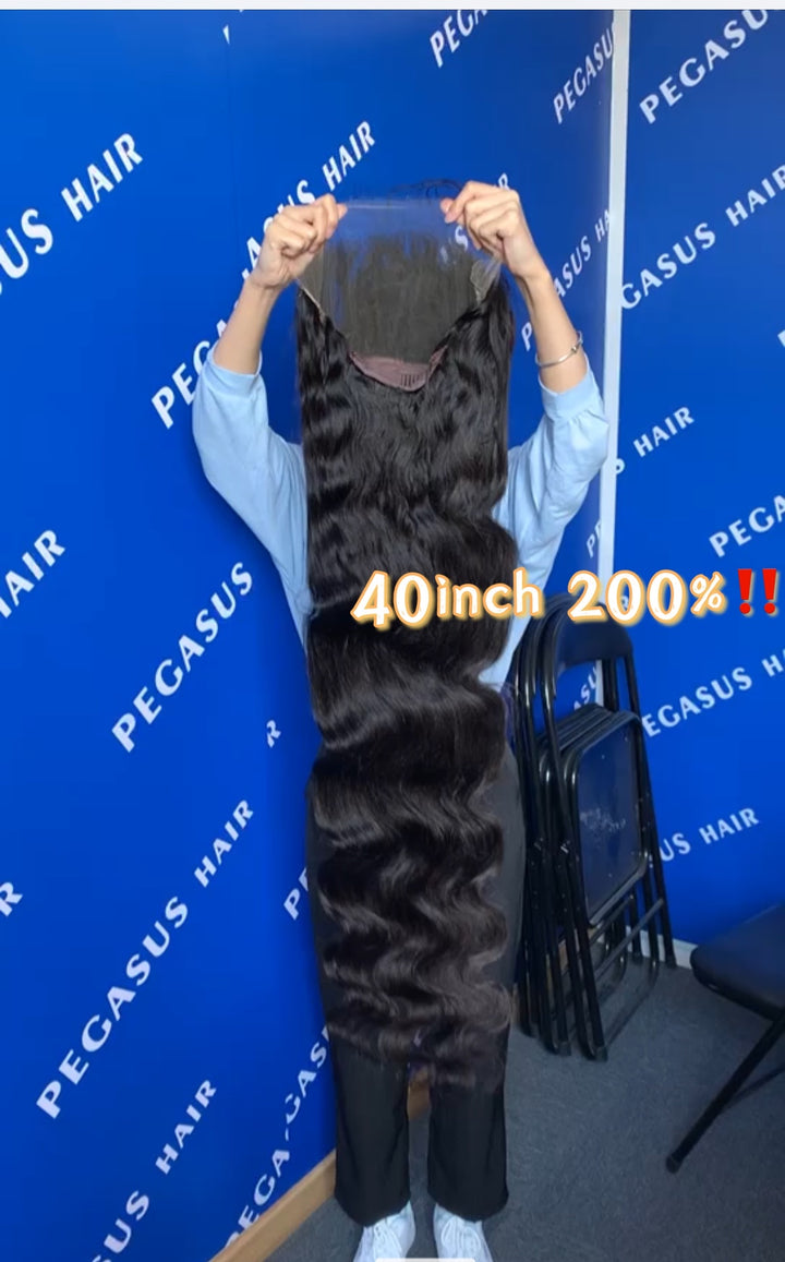 40" Lace Frontal Wigs Brazilian Human Hair Straight Body Wave - pegasuswholesale