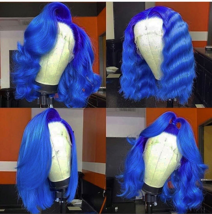 Blue Short Bob Lace Front Wig 180% Density 【PEG013】 - pegasuswholesale