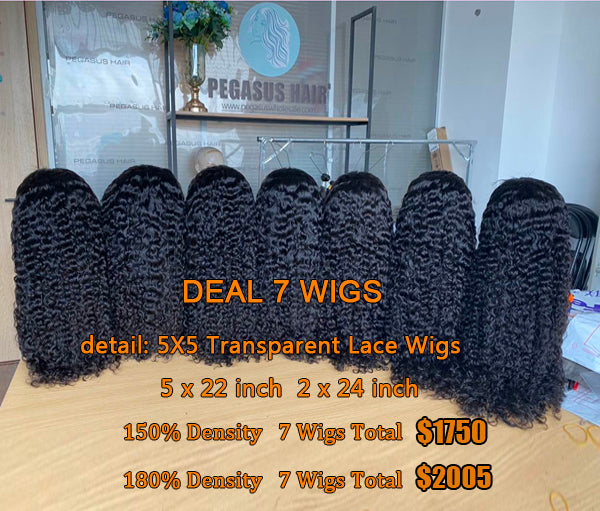 7 Wigs Deal Transparent Lace 5x5 Wig 150% 180% Density - pegasuswholesale