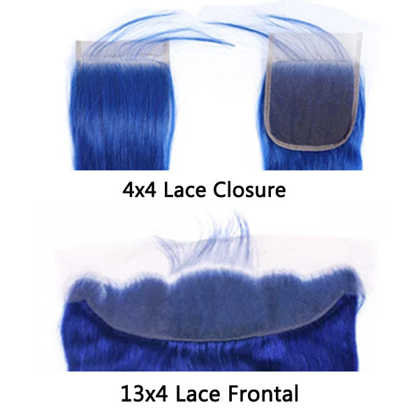 Blue 3 Bundles With Closure Frontal Body Wave Remy Human Hair