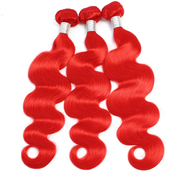 Red hair bundles with frontal closure body wave 4x4 5x5 13x4" transparent lace - pegasuswholesale