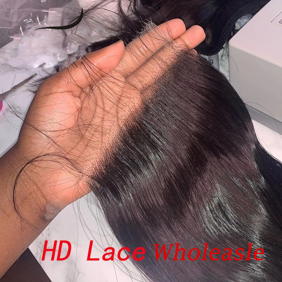 Wholesale 5PCS Straight HD Swiss Lace Closure Brazilian Human Hair - pegasuswholesale