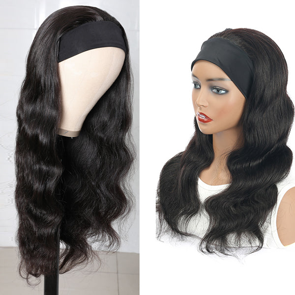 Body Wave Headband Wig Human Hair Glueless Scarf Wig Brazilian 【PWHBW01】 - pegasuswholesale