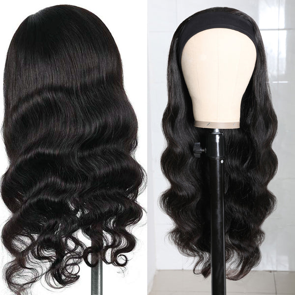 Body Wave Headband Wig Human Hair Glueless Scarf Wig Brazilian 【PWHBW01】 - pegasuswholesale